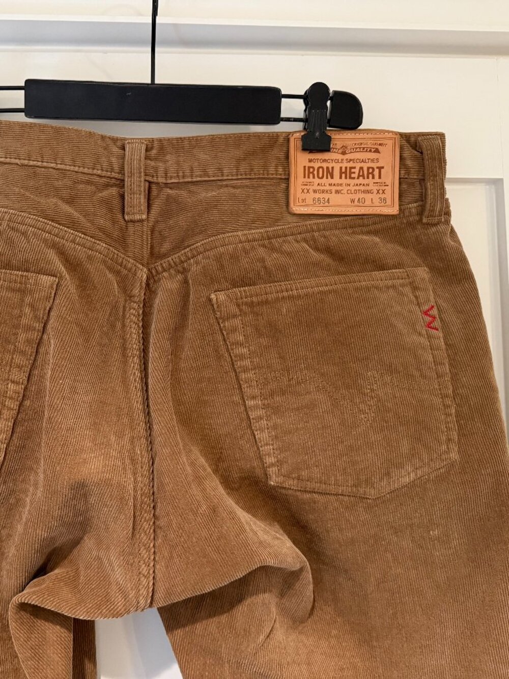 Iron Heart IH-6634-BEI Heavy Corduroy Straight Leg 5 Pocket Pants Tagged 40